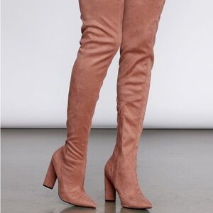 Windsor Suede Pink Over-Knee Boots